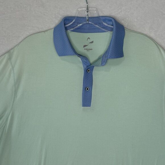 Head Golf Sportswear Men's Two-Tone Polo Shirt Size L Mint Green Blue Collar - Picture 2 of 16